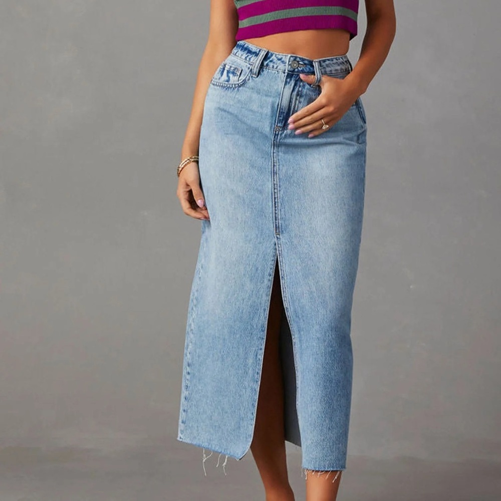 Cavallone Denim Skirt Denim Maxi Skirt size 38 European 14” waist